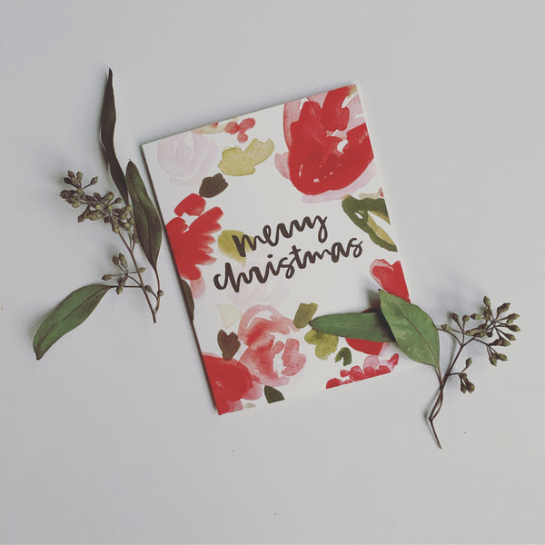 Merry Christmas (Roses and Holly) Card