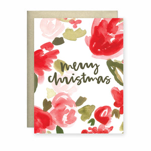 Merry Christmas (Roses and Holly) Card